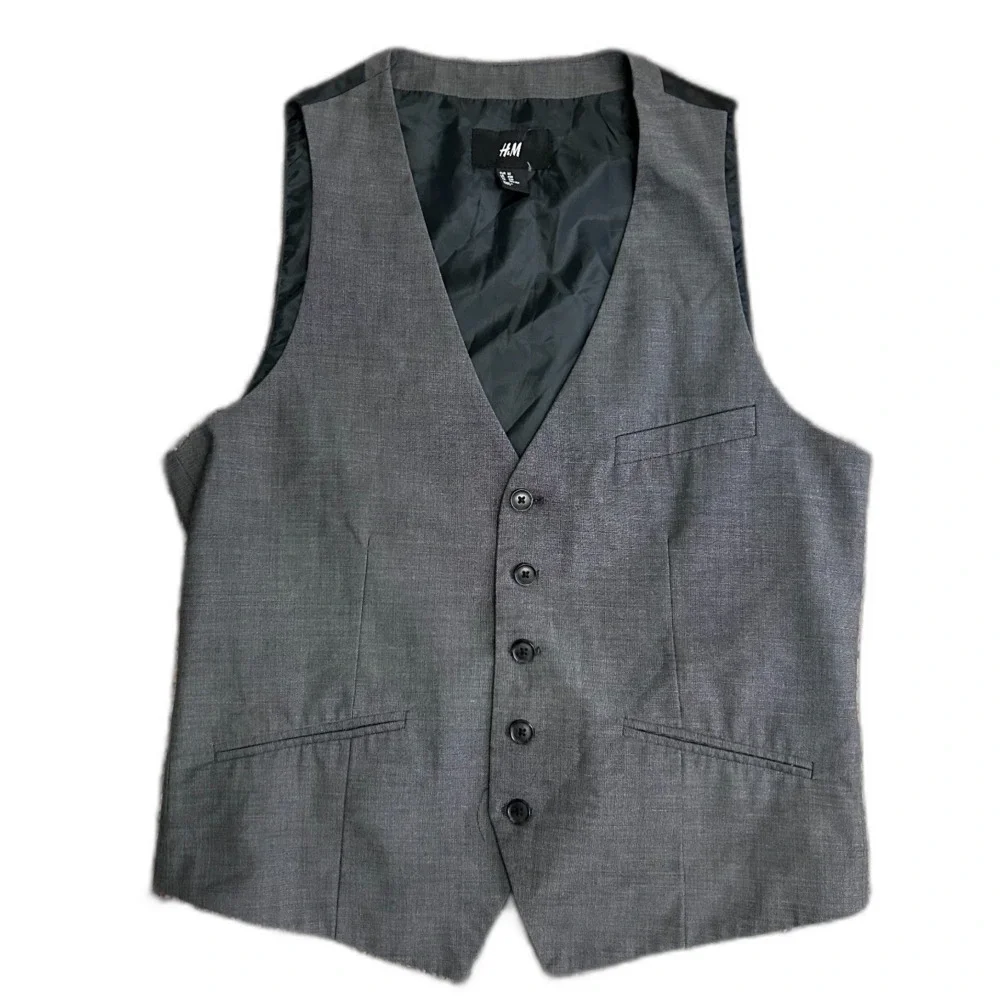 H&M Men's Gray Classic 5 Button-Front Waistcoat Suit Vest Size 42R